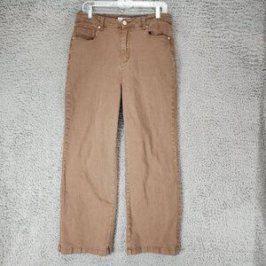 Ettelo Jeans Womens 14 Brown Stretch High Rise Wide Leg